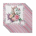 thumbnail image 1 of Easter Bunny Roses Cloth Napkins, Pink Floral Spring Botanical Washable and Reusable Dinner Napkins Set of 8, Table Napkin for Kitchen Party Birthday Wedding Hotel Housewarming 20"x20", 1 of 9