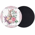 thumbnail image 1 of Easter Bunny Roses Coasters Set of 2, Absorbent Coasters for Drinks, Pink Floral Spring Botanical Coaster for Desk Coffee Table Protection, Home Decor House Warming Gifts 4", 1 of 8