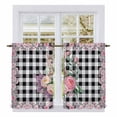 thumbnail image 1 of Easter Bunny Roses Kitchen Curtain for Berdoom Living Room Cafe 45 Inch Length, Pink Floral Spring Black Buffalo Plaid Tiers Curtains Light Filtering Drapes Window Treatment 2 Panels 52"Wx45"L, 1 of 8
