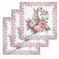 thumbnail image 1 of Easter Bunny Roses Kitchen Dish Towels for Drying Dishes Set of 3, Pink Floral Spring Botanical Waffle Weave Microfiber Hand Tea Bathroom Towels Quick Dry & Absorbent Towel 12x12, 1 of 7