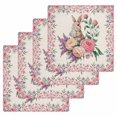 thumbnail image 1 of Easter Bunny Roses Kitchen Dish Towels for Drying Dishes Set of 4, Pink Floral Spring Linen Waffle Weave Microfiber Hand Tea Bathroom Towels Quick Dry & Absorbent Towel 12x12, 1 of 7