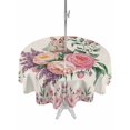 thumbnail image 1 of Easter Bunny Roses Outdoor Tablecloth - 54 Inch Round Dining Table Cover, Pink Floral Spring Linen Waterproof Outdoor Table Cloth with Umbrella Hole & Zipper for Picnic/Patio/Party, 1 of 7
