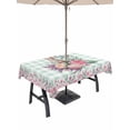 thumbnail image 1 of Easter Bunny Roses Outdoor Tablecloth - 60x102 Inch Rectangle Dining Table Cover, Pink Floral Spring Green Buffalo Plaid Waterproof Outdoor Table Cloth with Umbrella Hole & Zipper for Picnic/Patio, 1 of 7