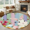 thumbnail image 1 of Easter Bunny Round Area Rug 8Ft Washable Large Circle Rugs for Living Room Dorm, Farmhouse Watercolor Eggs Tulip Wood Grain Non-Slip Carpet Floor Mats Indoor Outdoor Carpet Runner Home Decor, 1 of 8