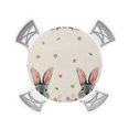 Easter Bunny Round Fitted Tablecloths Table Cover, Red Pink Spring