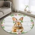 thumbnail image 1 of Easter Bunny Round Rug 3ft Washable Circle Entryway Rugs Non Slip Spring Daisy Botanical Leaves Gray Wooden Area Rug Indoor Floor Carpet for Bedroom Kitchen Living Room Home Office Dining Room, 1 of 8