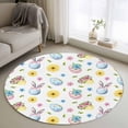 thumbnail image 1 of Easter Bunny Round Rugs 4ft Washable Blue Eggs Yellow Daisy Pink Flower Leaf Watercolor Circle Area Rug Non Slip Indoor Carpet Absorbent Floor Mat for Living Room Bedroom Dining Room, 1 of 1