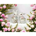 thumbnail image 1 of Easter Bunny Salt and Pepper Shakers Flower Design Spring, 1 of 3