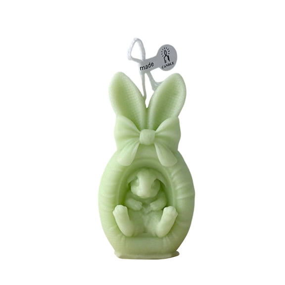 Easter Bunny Scented Candle Pastel Easter Egg Candles Spring Table Centerpiece Soy Rabbit Home Decor Gift for Table Home Bedroom Party Decoration (Green)