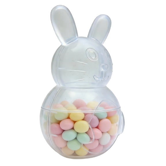 Easter Bunny Shaped Candy Boxes Cute Clear Plastic Containers Clear Fillable Ornaments Crafts Decorations for Weddings Birthdays Party Favors(Clear)