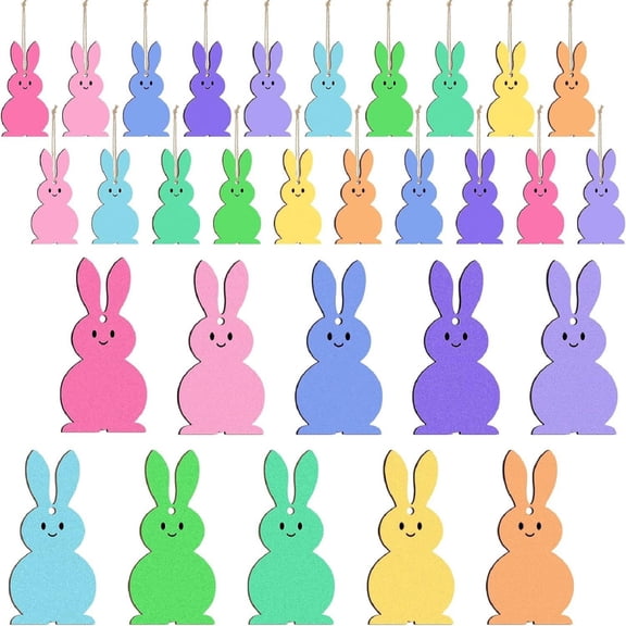Easter Bunny Shaped Cutout Tags With Rope, 20-Pack 20*15.0 In Hanging Decorations For Spring Party Favors