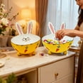 thumbnail image 1 of Easter Bunny Shaped Metal Tin Candy Bowl - Decorative Metal Storage Container for Candies, Snacks & Small Gifts, Cute Holiday Party Gift Bowl for Home, Garthering & Easter Decorations, 6*9in, Yellow, 1 of 6