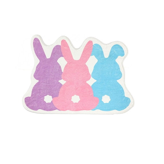 Easter Bunny Shaped Non Slip Bathroom Mat Cute Rabbit Design Absorbent Door Mat For Living Room Kitchen Spring Decor 19.68X27.56 Inch
