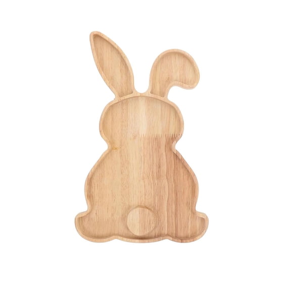 Easter Bunny Shaped Wooden Charcuterie Board, Rabbit Cutting Tray & Cheese Platter, Wood Serving Board for Fruits, Snacks, Desserts, Holiday Parties, Home Kitchen Décor & Spring Entertaining Plate