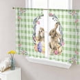 thumbnail image 1 of Easter Bunny Sheer Curtains 45 Inch Length 2 Panels Set Window Treatments, Spring Easter Eggs Chick Floral Sage Green Check Rod Pocket Semi Curtains for Living Room/Bedroom/Kitchen, 104"W x 45"L, 1 of 7