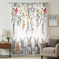 thumbnail image 1 of Easter Bunny Sheer Curtains 45 Inches Long, Spring Flowers Watercolor Botanical Light Filering Curtains, Breathable Simi Curtain Privacy Drapes for Kitchen Bathroom Lightweight Small Window Treatment, 1 of 9