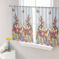 thumbnail image 1 of Easter Bunny Sheer Curtains 54 Inch Length 2 Panels Set Window Treatments, Colorful Eggs Spring Tulips Flower Blue Stripes Rod Pocket Semi Curtains for Living Room/Bedroom/Kitchen, 104"W x 54"L, 1 of 7