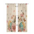 thumbnail image 1 of Easter Bunny Sheer Curtains 63 Inch Length 2 Panels Set for Living Room/Bedroom, Eggs Vintage Pink Daisy Spring Floral Butterfly Kitchen Curtains Grommet Curtains Window Treatments 42"x63"x2, 1 of 7