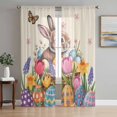thumbnail image 1 of Easter Bunny Sheer Curtains 63 Inch Length 2 Panels Set Window Treatments, Colorful Eggs Spring Tulips Flower Vintage Rod Pocket Semi Curtains for Living Room/Bedroom/Kitchen Décor, 104"W x 63"L, 1 of 7