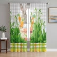 thumbnail image 1 of Easter Bunny Sheer Curtains 72 Inch Length 2 Panels Set Window Treatments, Spring Garden Floral Botanical Gray Plaid Rod Pocket Semi Curtains for Living Room/Bedroom/Kitchen Décor, 104"W x 72"L, 1 of 7