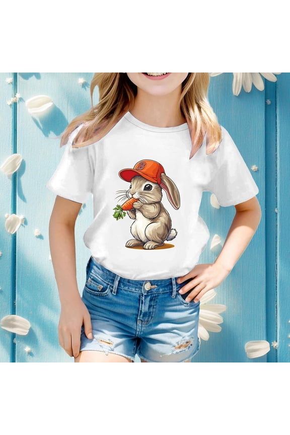 Easter Bunny Shirt Bunny Cute Soft Summer Tee Tops Christian Girls Kids Girls T-Shirt 4T