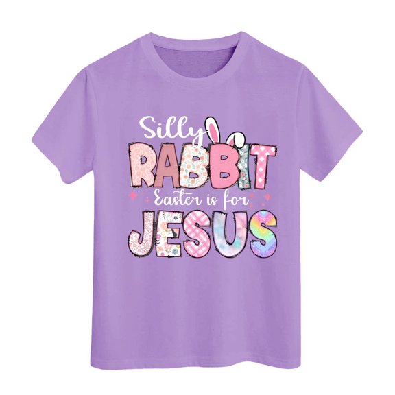 Easter Bunny Shirt Letter Graphic Print Crewneck Short Sleeve Cute Casual Summer Tees Egg Easter Day Gift Summer Spring Easter Outfits Easter Gifts,X3-Light Purple