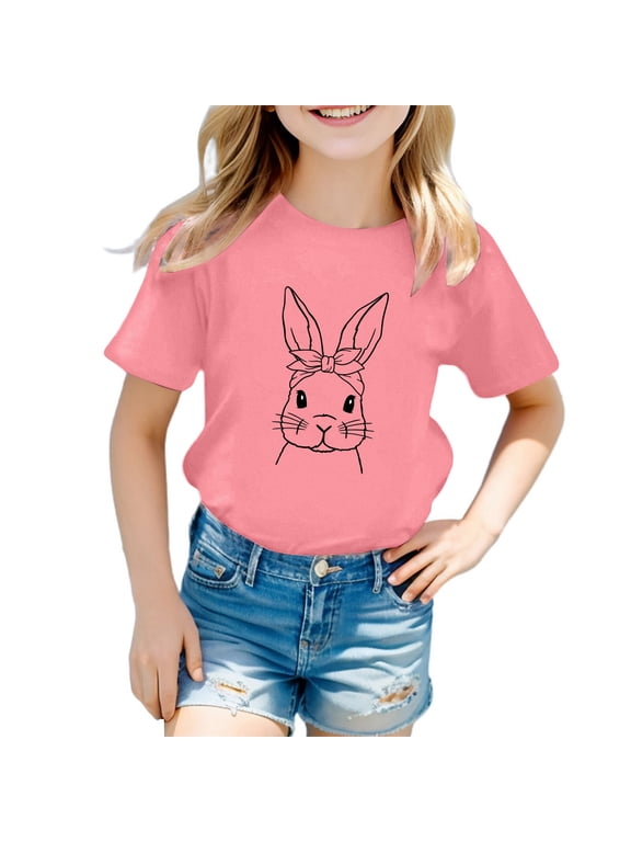 Easter Bunny Shirt Toddler Boys Girls Happy Easter T Shirt Kids Bunny Rabbit Graphic Tees Tops Easter Gift Clothes Palywear Pink 4 Years-5 Years
