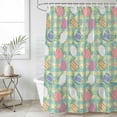 thumbnail image 1 of Easter Bunny Shower Curtain Set, Waterproof Shower Curtains for Bathroom, Colorful Eggs Spring Leaves Daisy Yellow Green Check Washable Fabric Bath Curtain for Bathtub with Hooks 66x72 Inches, 1 of 9