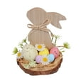 thumbnail image 1 of Easter Bunny Sign Decorations with Flowers & Easter Egg, 5.9'' Farmhouse Wooden Rabbit Table Centerpiece for Spring Mantel Kitchen Home Decor (Colorful), 1 of 5