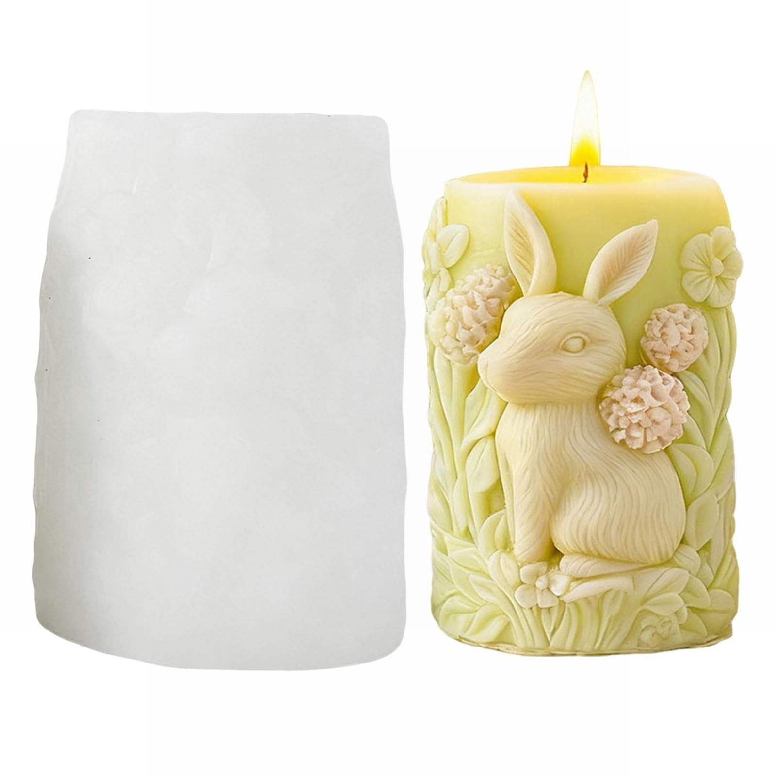 Easter Bunny Silicon Mould,3D Rabbit Pillar Candle Mold, for Candle ...