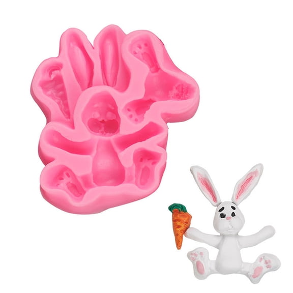 Easter Bunny Silicone Cake Mold, 1 Piece, for Chocolate DIY, Pink, Non-Stick Baking Tool, Cute Rabbit Shape, Easter Party Supply