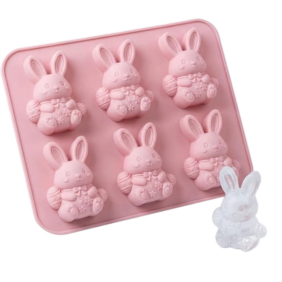 Easter Bunny Silicone Mold, 3D Bunny Chocolate Molds Easter Bunny Mold for Baking, Cake Pop, Candy, Ice Cube Trays, Soap, Resin, Food Grade Easter Jello Molds for Easter Party Supplies Gift