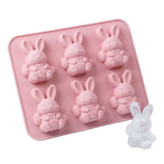 Easter Bunny Silicone Mold, 3D Bunny Chocolate Molds Easter Bunny Mold for Baking, Cake Pop, Candy, Ice Cube Trays, Soap, Resin, Food Grade Easter Jello Molds for Easter Party Supplies Gift