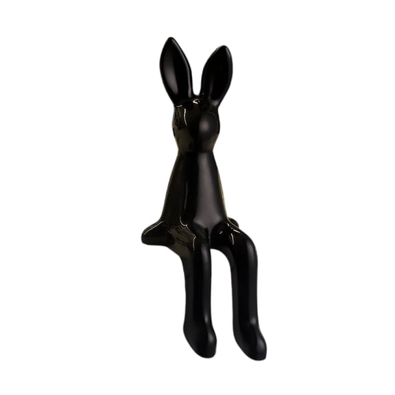 Easter Bunny Sitting Figurines, Rabbit Shelf Sitter Ornaments Home Decorations, Easter Spring Home Decor Supplies, Easy Clean Multi-Style Compatible Holiday Gift Ready Figurines,Black,8.3x3"