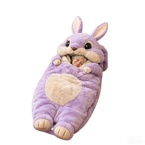 Easter Bunny Slumber Bag, Purple Plush Slumber Bag For S - Soft Warm Plush Material, Cute Animal Design, Machine Washable, Cozy Snug Rest Space - S, Camping Trips,