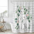 thumbnail image 1 of Easter Bunny Small Stall Shower Curtain, Waterproof Shower Curtains for Bathroom, Eucalyptus Leaves Grey Checkered Farmhouse Washable Fabric Bath Curtain for Bathtub with Hooks 36x78 Inches, 1 of 9