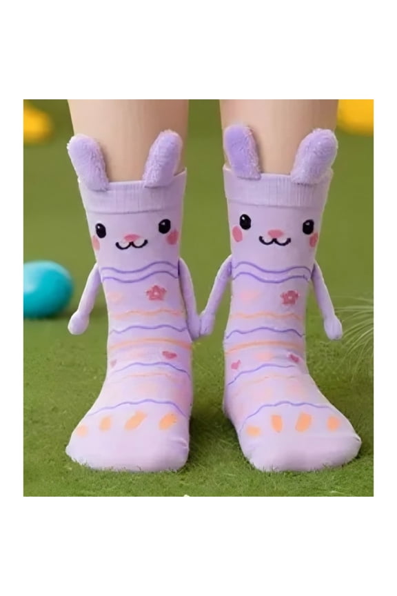 Easter Bunny Socks for Women and Men - Cute Handshake Rabbit Novelty Crew Socks - Soft Pastel Spring Animal Socks for Easter Basket Stuffers, Party Favors, and Holiday Gifts