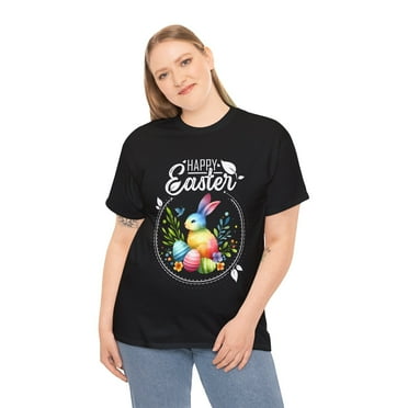 Easter Bunny Spring Rabbit Easter Egg Hunting Shirt Easter Plus Size Tops for Women