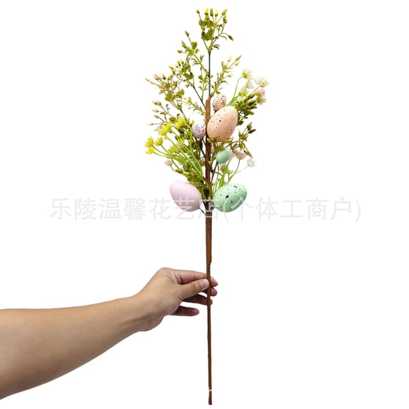 Easter Bunny Spring Wreath with Ribbon Bow Easter Eggs for Front Door Wall Decoration Easter Rabbit Garland with Colored Eggs Berries Colorful Egg Spring Vine Door Decor