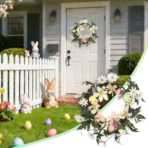 Easter Bunny Spring Wreath Spring Decor Hand Woven Easter Bunny Wreath for Front Door Decorations Indoor Or Outdoor, B