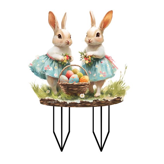 Easter Bunny Stakes,Easter Bunny Decor Outdoor,Yard Signs Decorations Colorful Easter Bunny Eggs Garden Decorations with Stakes,Holiday Welcome Signs for Party Backyard Lawn Patio Garden Decor