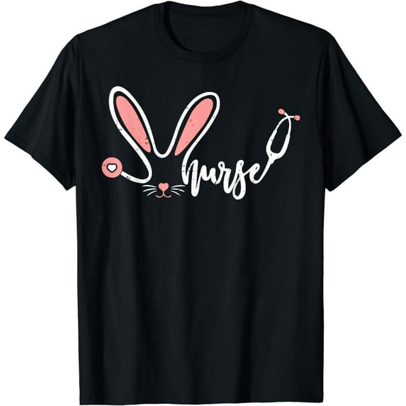 Easter Bunny Stethoscope Nurse Doctor Rabbit Scrub Top Women T-Shirt