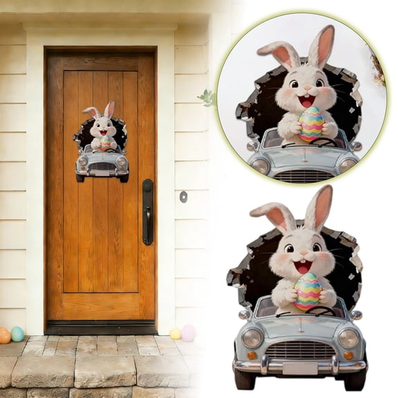 Easter Bunny Stickers,Charming Egg Mural, Interior Accents, Seasonal Spring Decor For Bedroom Girls Boys Nursery Kitchen Bathroom Party