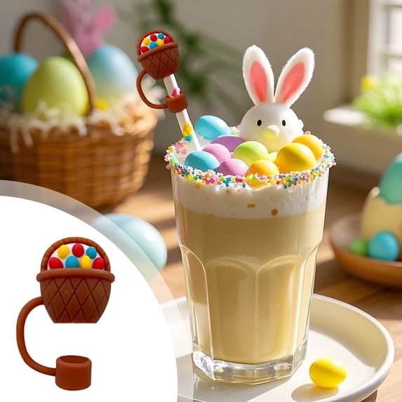Easter Bunny Straw Cap-Fun & Colorful Plastic Straw Toppers for Easter Parties,Drinks,and Celebrations