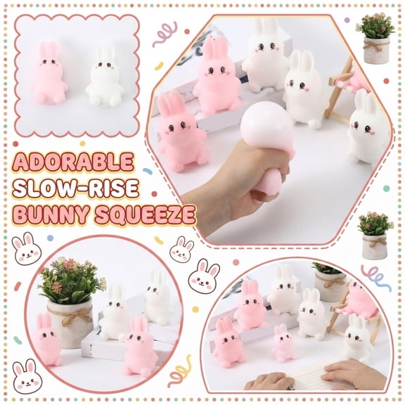 Easter Bunny Stress Ball (1 Pc) - Tactile Squeeze Accessory for All Ages - Spring Desk Relief Tool (Surprise Color)