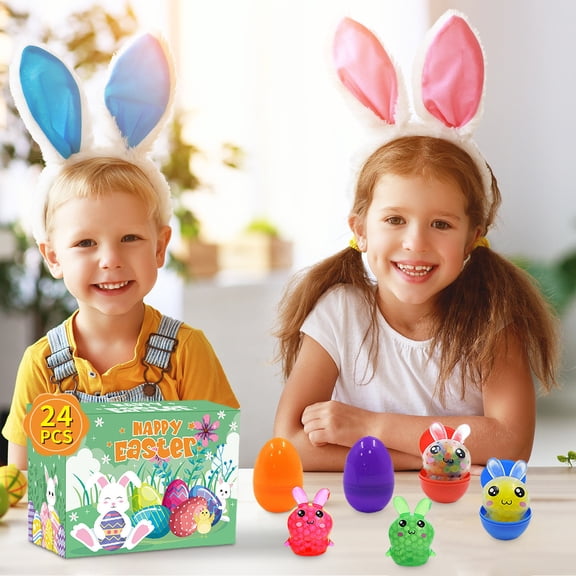 Easter Bunny Stress Ball Fidget Toy Anxiety Relief Hand Exercise for Adults and Older Individuals Colorful Water Drop Easter Gift Set