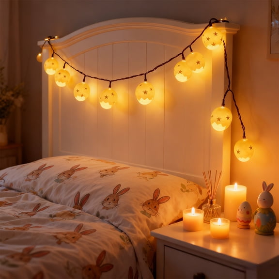 Easter Bunny String Lights 10 Lights Holiday Decoration, Easter Egg Lights for Indoor Outdoor Garden, Spring Bunny Lights for Easter Basket Fillers and Family Gatherings, Tabletop Bunny Akmoler