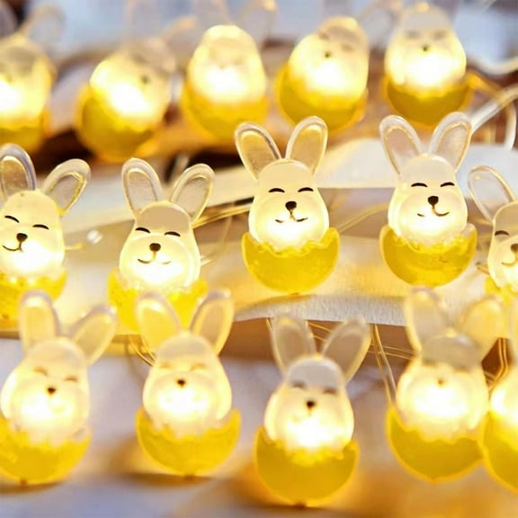 Easter Bunny String Lights Cute Rabbit LED Light Battery Warm White Night Light Waterproof Outdoor Indoor Room Bedroom Wall Home Décor Wedding Birthday Party Garden Decoration