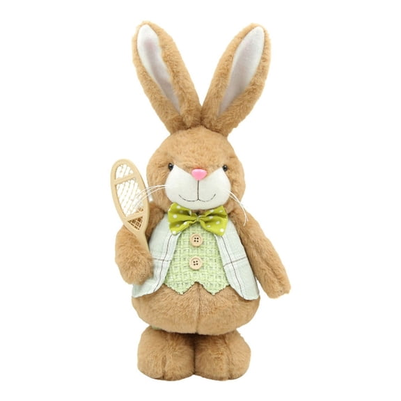 Easter Bunny Stuffed Animal Figurine, Floppy Ear Rabbit Decor for Home & Garden, Seasonal Tabletop Decoration, Soft Cloth Spring Centerpiece