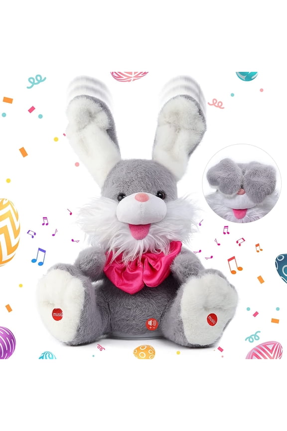 Easter Bunny Stuffed Animal for Girls, Peek-A Boo Toys for Toddlers, Children Song & Lullabies Easter Bunny Toy Repeats What You Say, Baby Toys Talking Singing with Floppy Ears